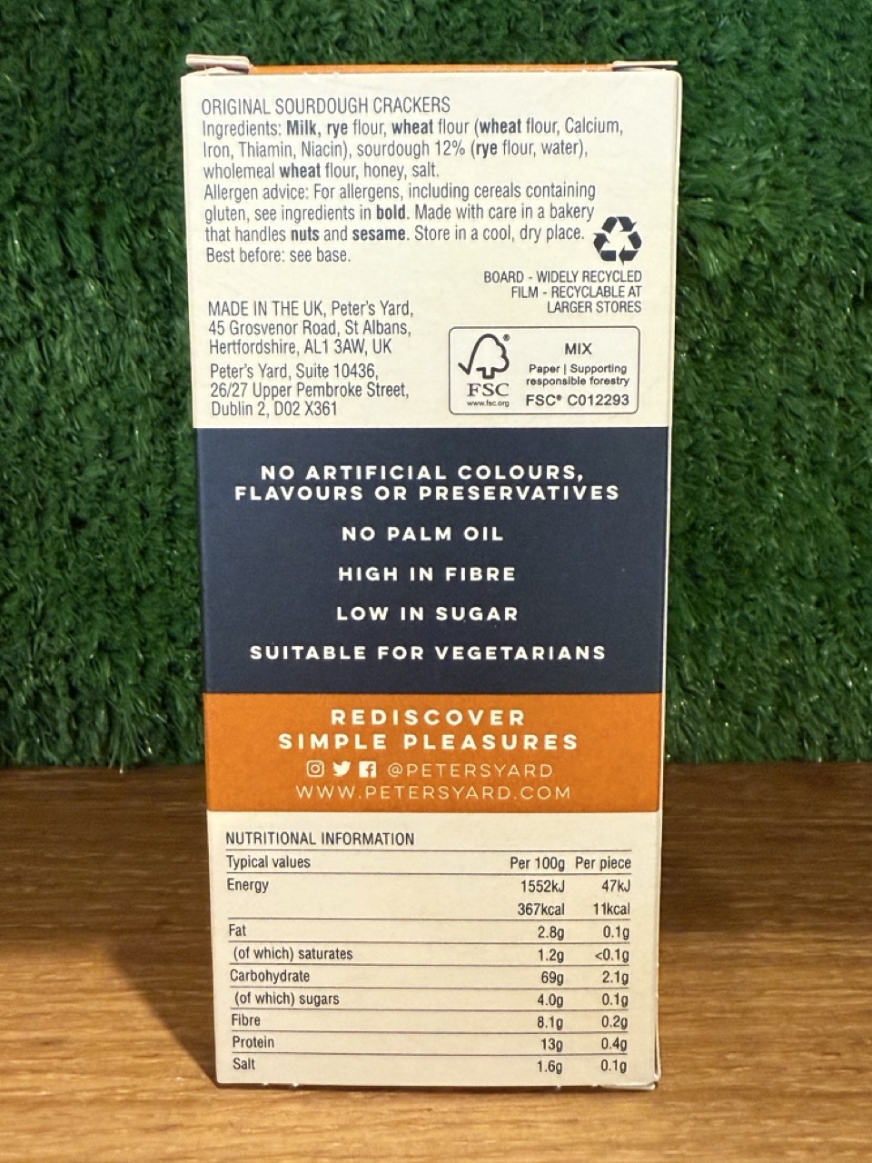 Peter's Yard Original Sourdough Crackers Ingredients